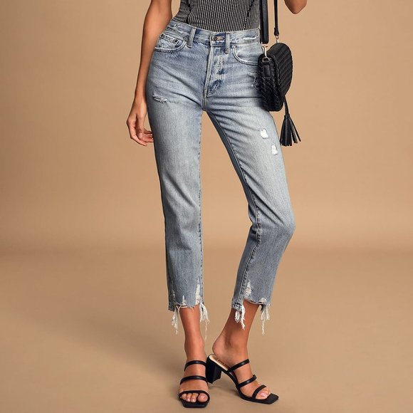 Pistola Charlie Distressed High-Rise Straight Crop - Picture 4 of 6